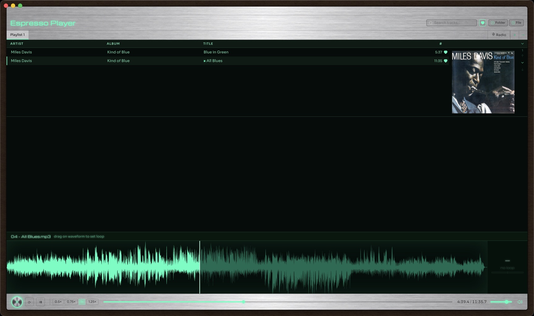 Playlist filtered down to only favorited tracks